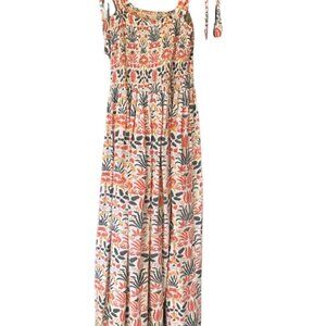 Block printed tie top maxi dress